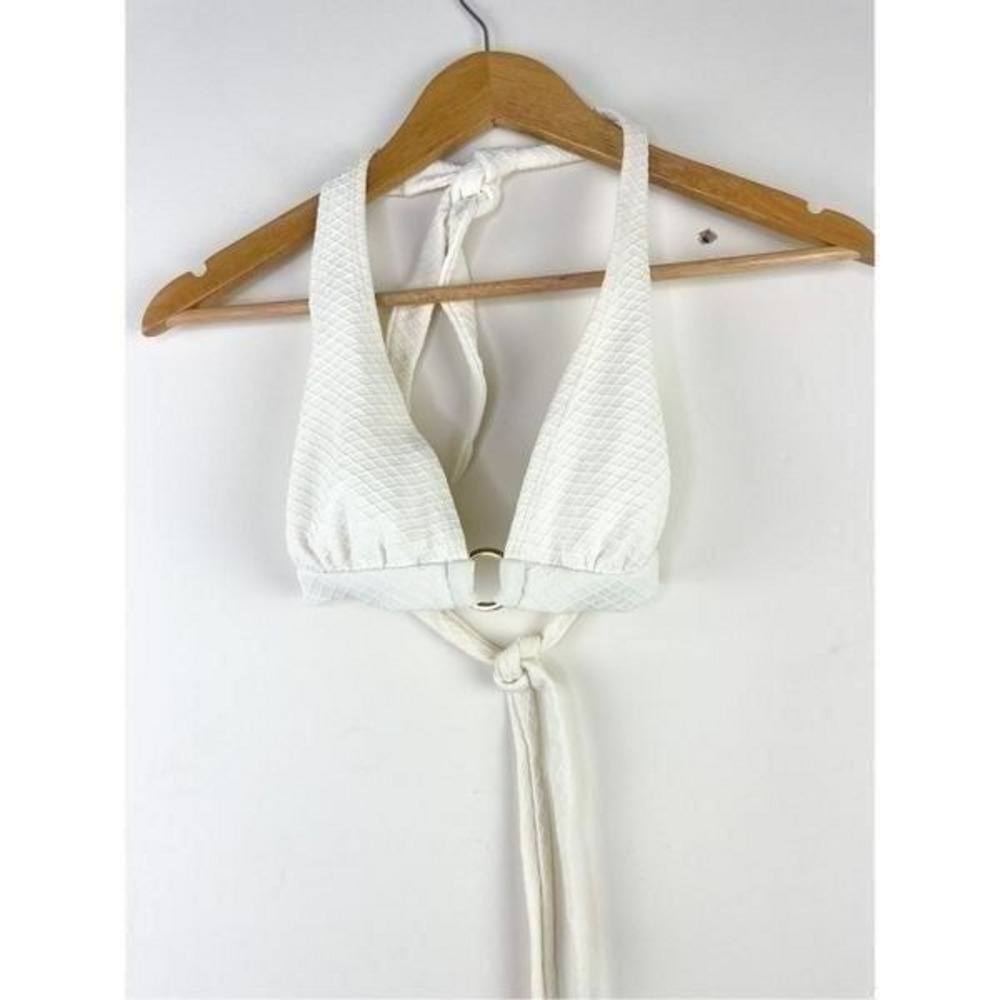 Shoshanna Ring Front Halter Bikini Top in White